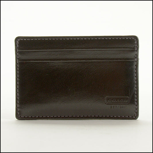 RDC15514 COACH Black Water Buffalo Leather Slim Card Case