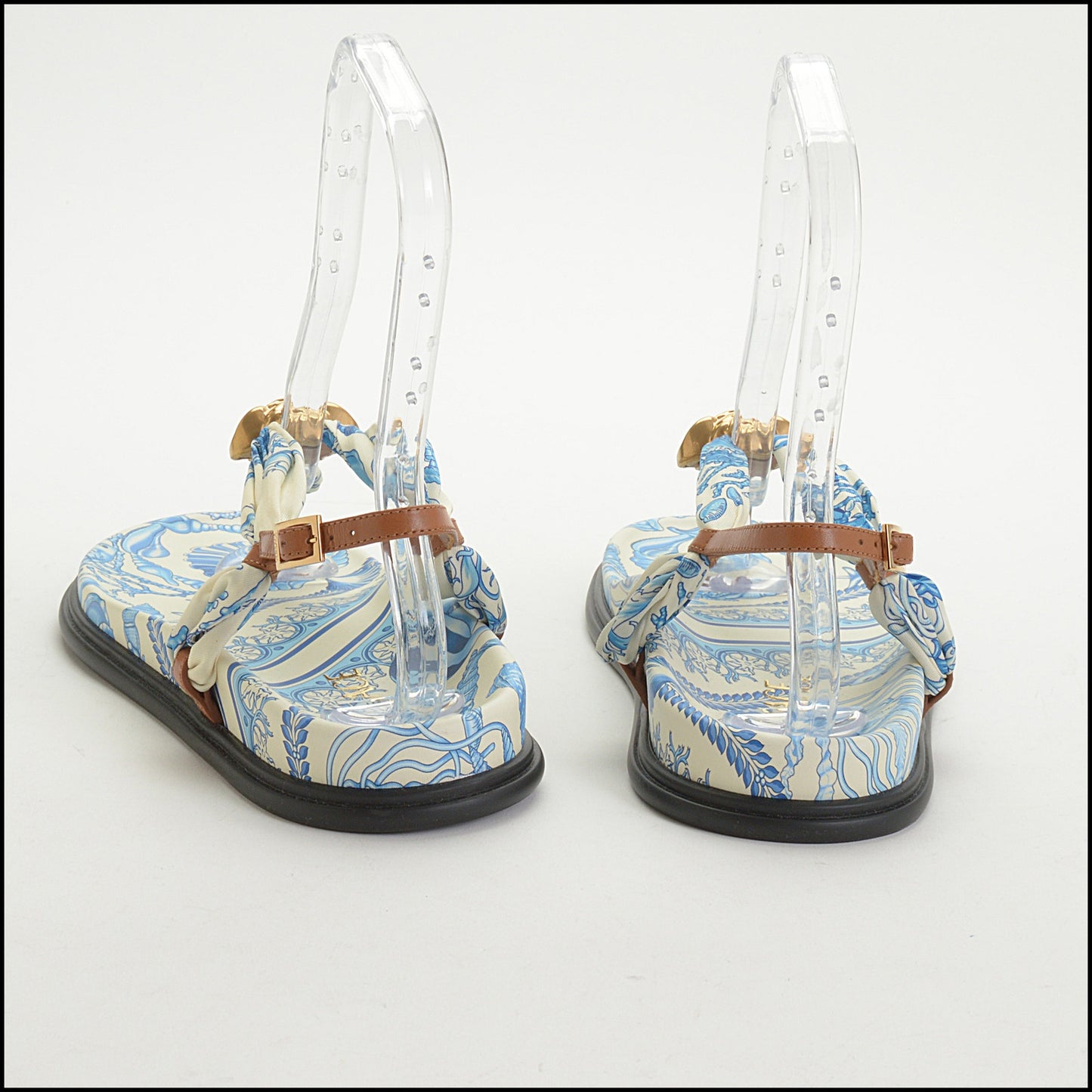 RDC14963 Authentic VERSACE Blue/White Underwater Barocco La Medusa Sandals Size 40