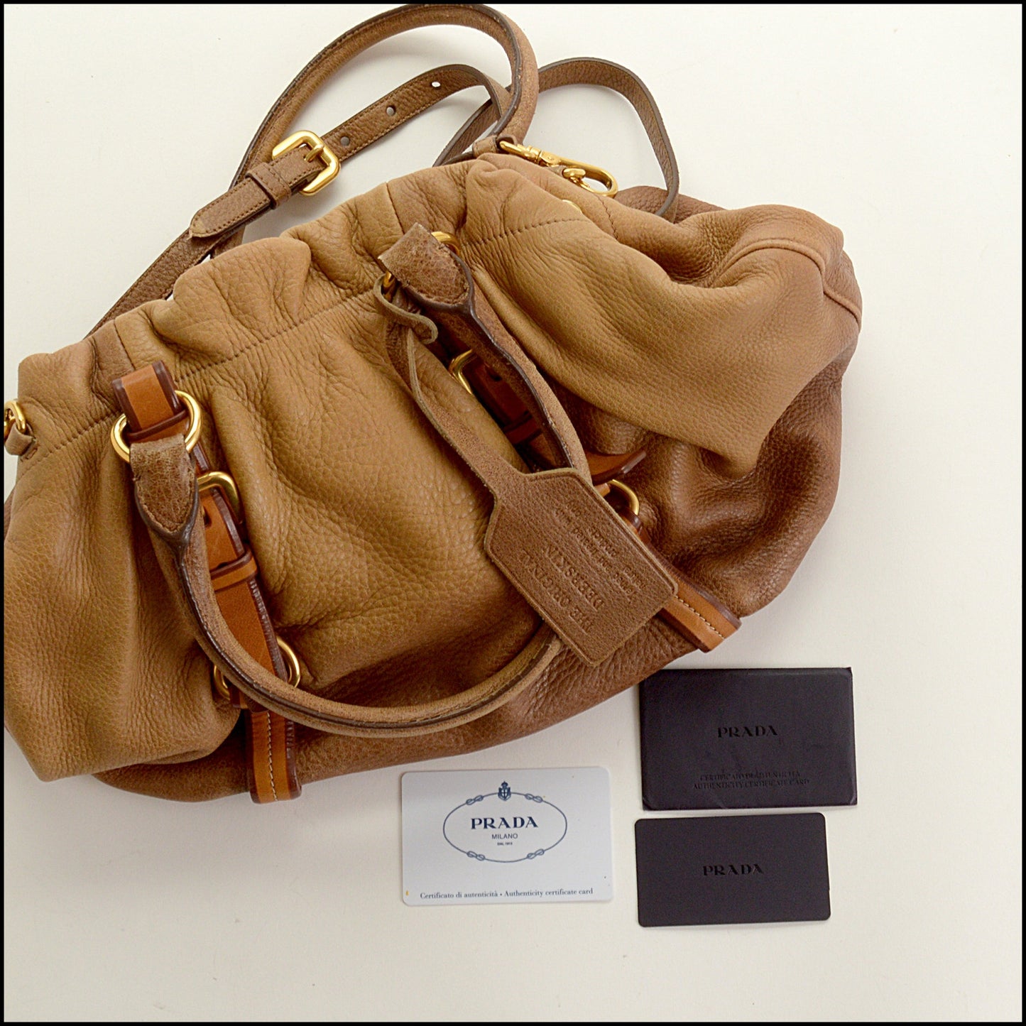 RDC15504 PRADA 2009 Brown Ombre Deerkskin Cervo Tote Bag