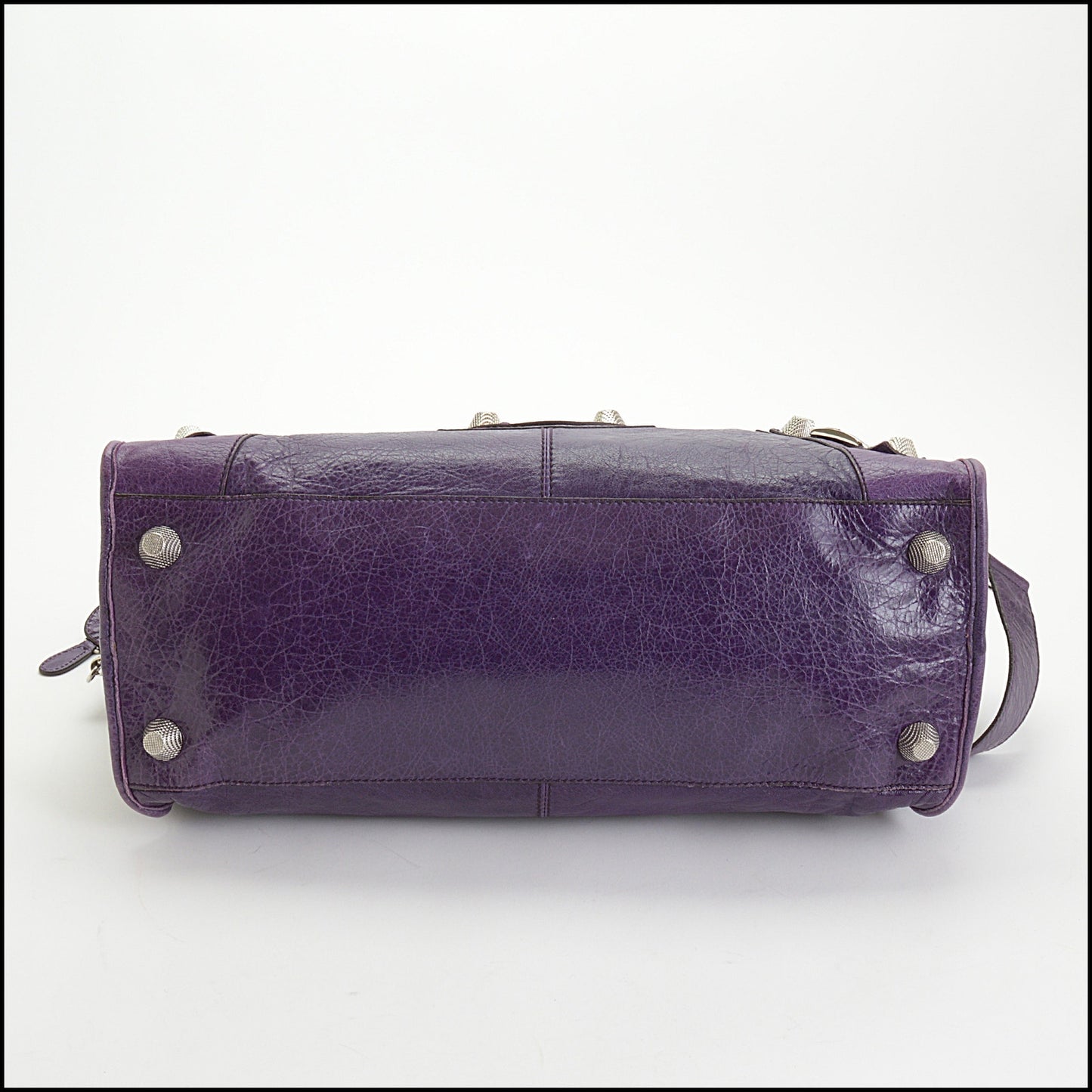 RDC14348 Authentic BALENCIAGA '07 Purple Lambskin Silver Giant HW Part Time Bag