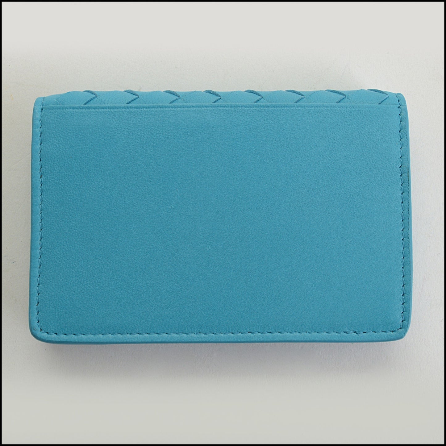 RDC14980 BOTTEGA VENETA Turquoise Nappa Leather Intrecciato Card Wallet
