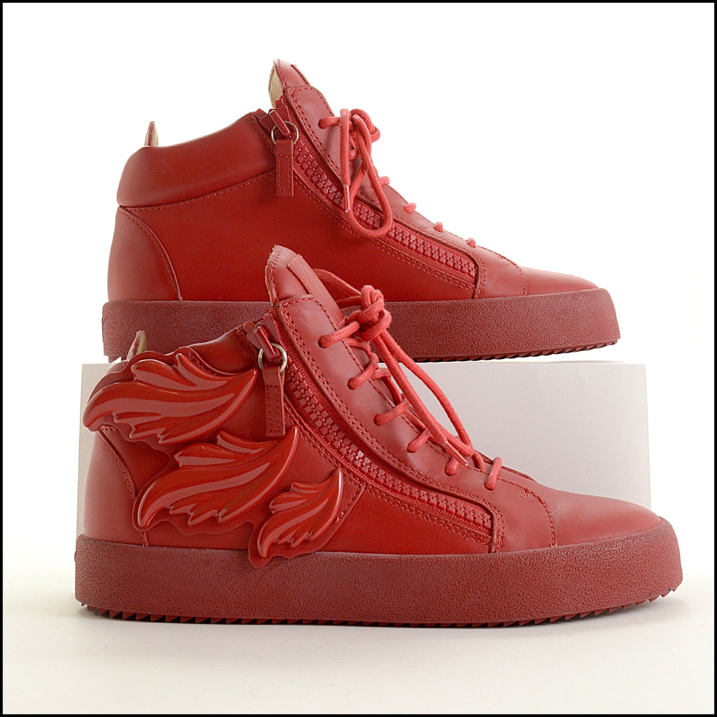 RDC15547 GIUSEPPE ZANOTTI Red Cruel High Top Sneakers Wing Appliques Size 39