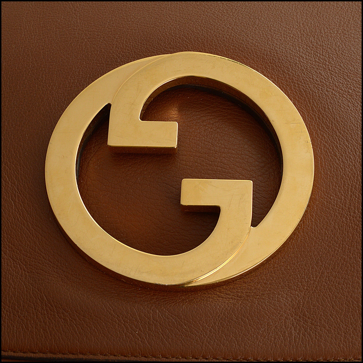 RDC15645 GUCCI Brown Leather Top Handle Blondie Crossbody Bag