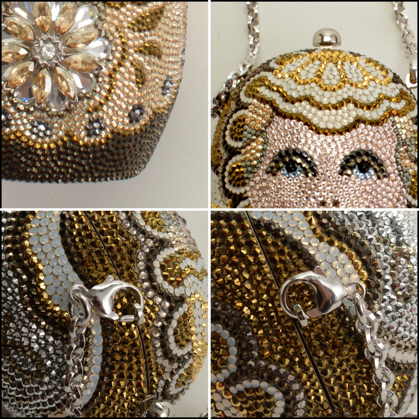 RDC15243 JUDITH LEIBER Brown Matroyska Russian Doll Minaudiere