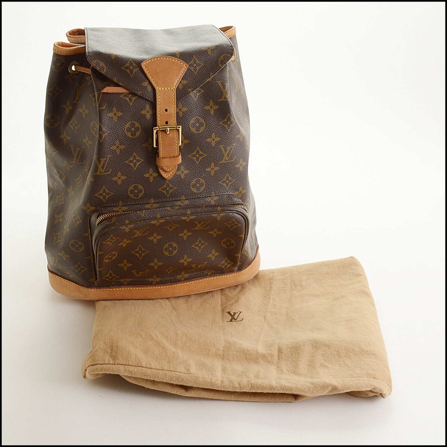 RDC15563 LOUIS VUITTON 2003 Brown LV Monogram Canvas Moutsouris MM Backpack