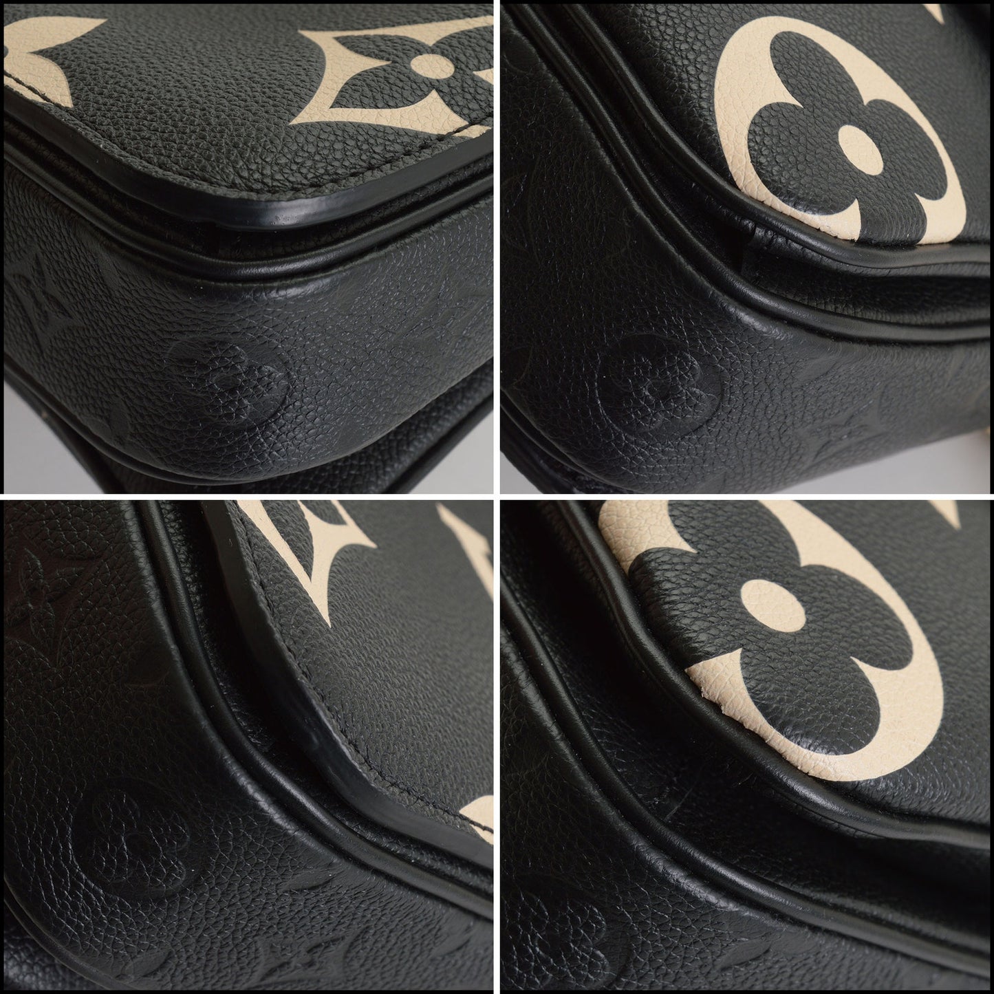 RDC14930 LOUIS VUITTON 2020 Black/Creme Empreinte Giant Monogram Crafty Pochette Metis