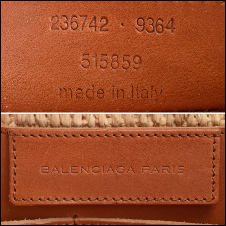 RDC13527 Authentic BALENCIAGA Red Stripe Natural Raffia Besace Hobo Bag