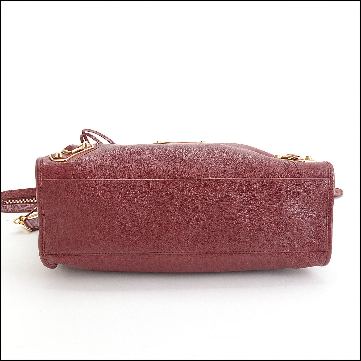 RDC13557 Authentic BALENCIAGA Red Hamilton Chevre Gold Metallic Edge City Bag