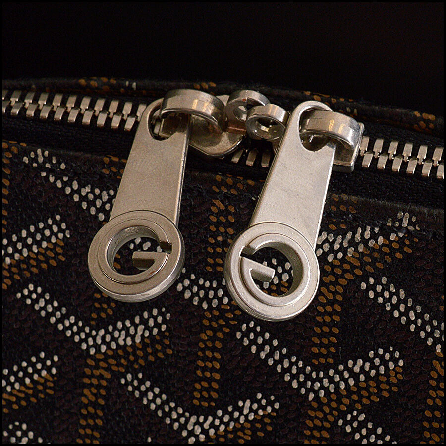 RDC13034 Authentic GOYARD Vintage Black Goyardine Canvas Trolley Suitcase Rolling Luggage