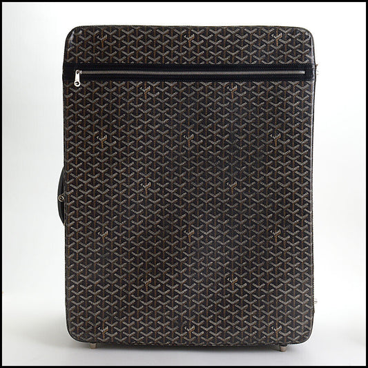 RDC13034 Authentic GOYARD Vintage Black Goyardine Canvas Trolley Suitcase Rolling Luggage