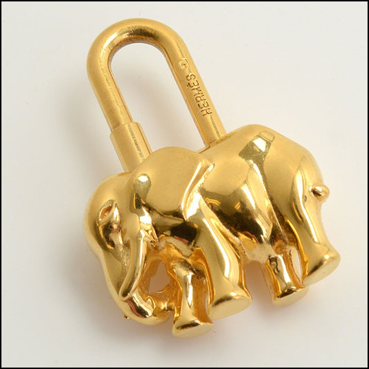 RDC13723 Authentic HERMES Golden Elephant Cadena Lock Bag Charm