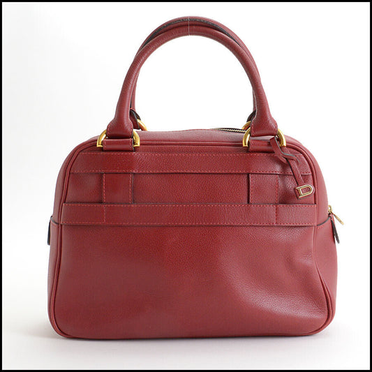 RDC13374 Authentic Delvaux Red Leather Small Bowler Bag
