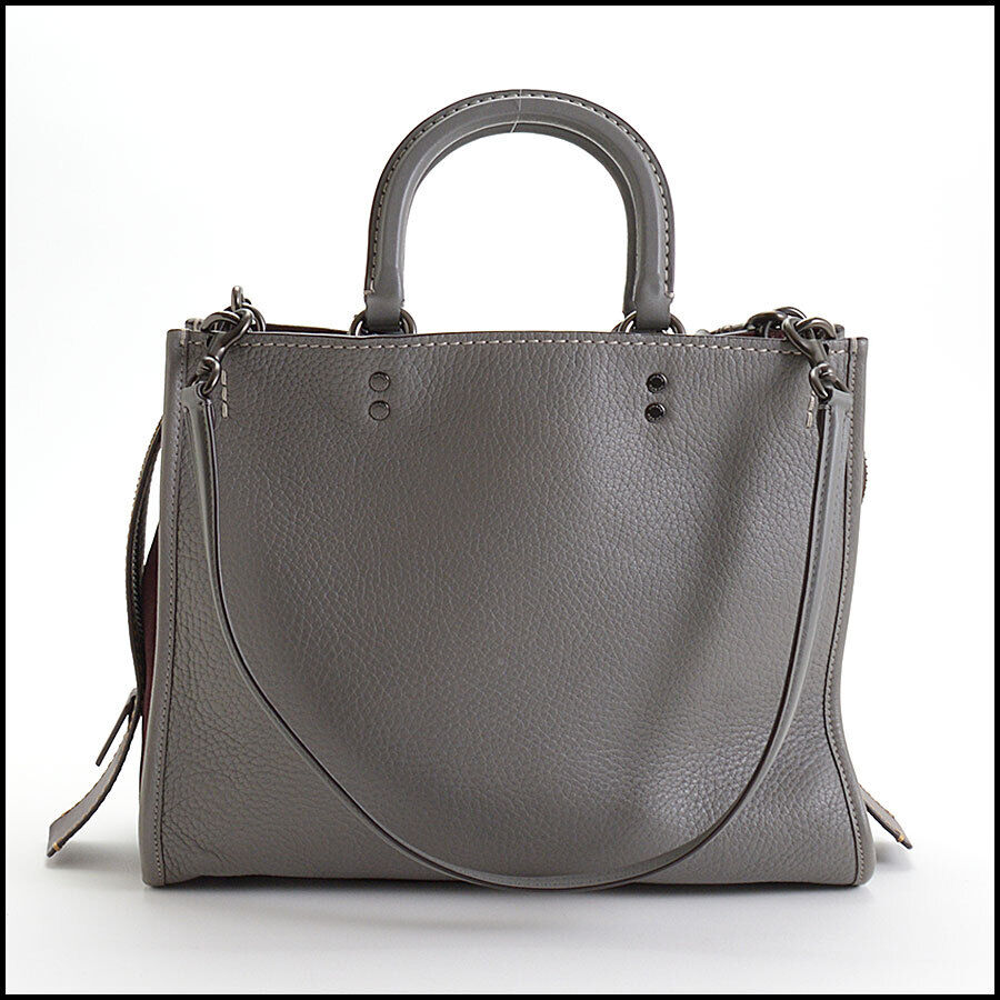 RDC12587 Authentic Coach 1941 Grey Leather & Wine Suede Rogue 30 Bag
