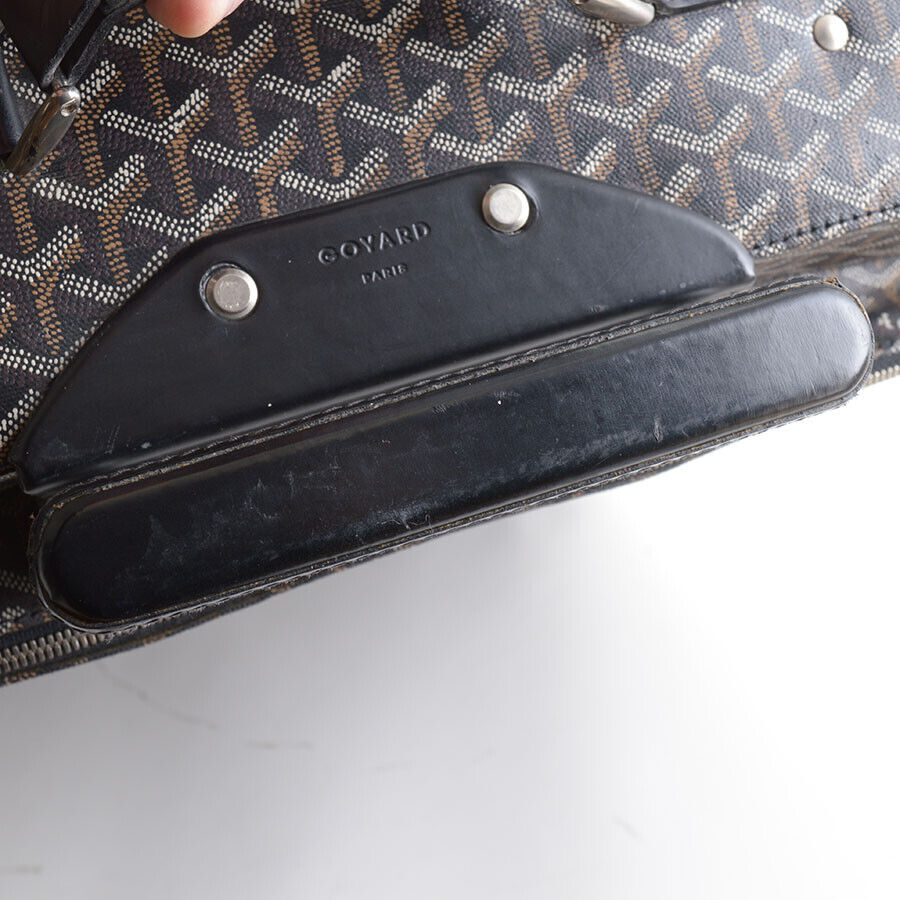 RDC13034 Authentic GOYARD Vintage Black Goyardine Canvas Trolley Suitcase Rolling Luggage