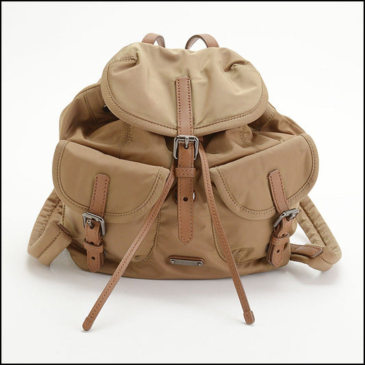 RDC13724 Authentic BURBERRY Archive Beige Nylon Front Pockets Mini Backpack
