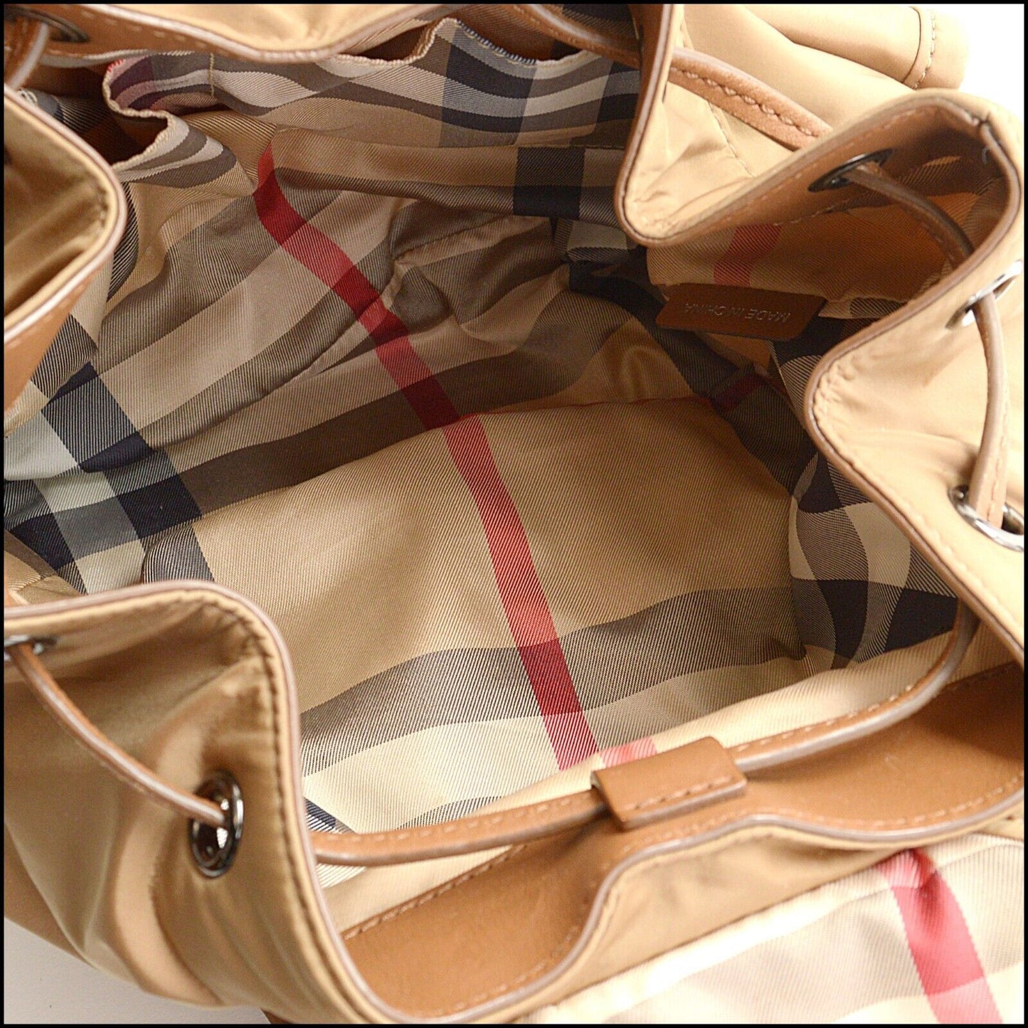 RDC13724 Authentic BURBERRY Archive Beige Nylon Front Pockets Mini Backpack