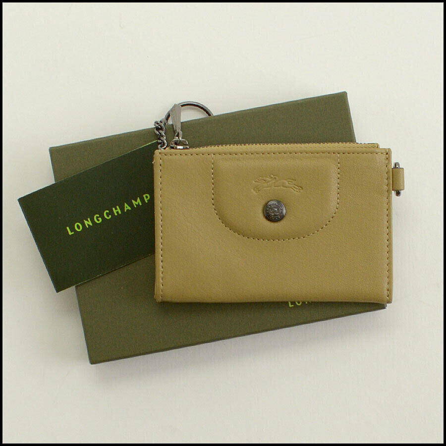 RDC12169 Authentic LONGCHAMP Tabacco Leather Key Pouch Pochette Cles Coin Purse