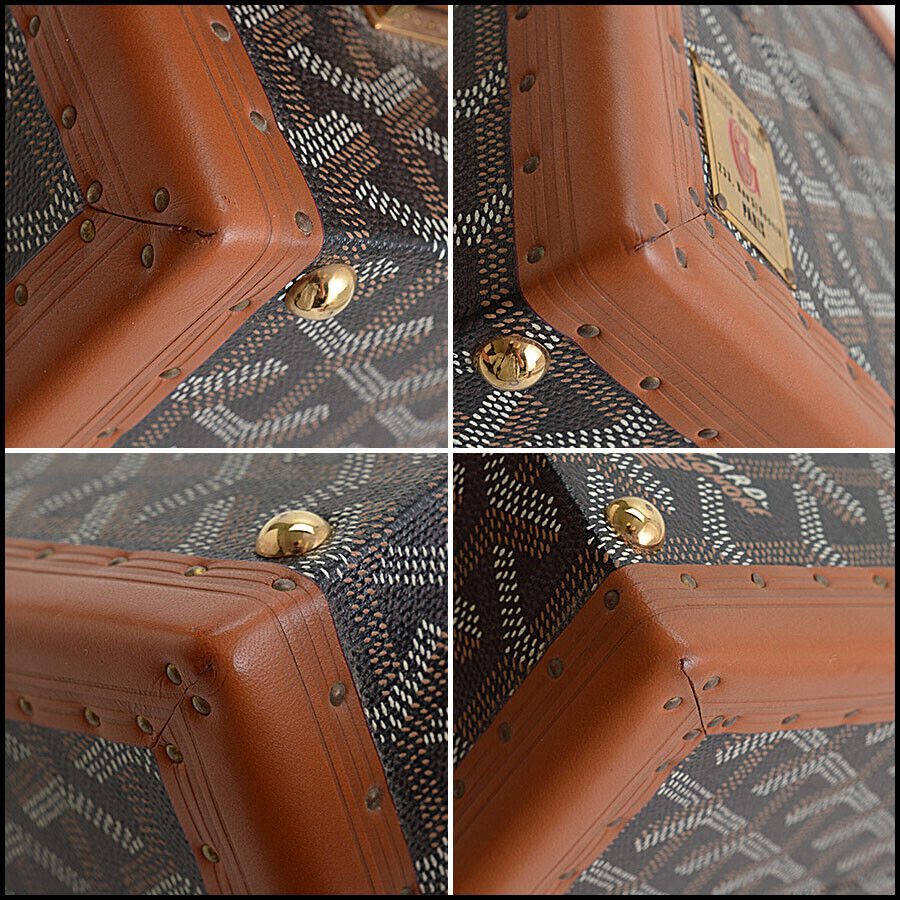 RDC13448 Authentic GOYARD Black Goyardine Dog Food & Water Travel Trunk Case