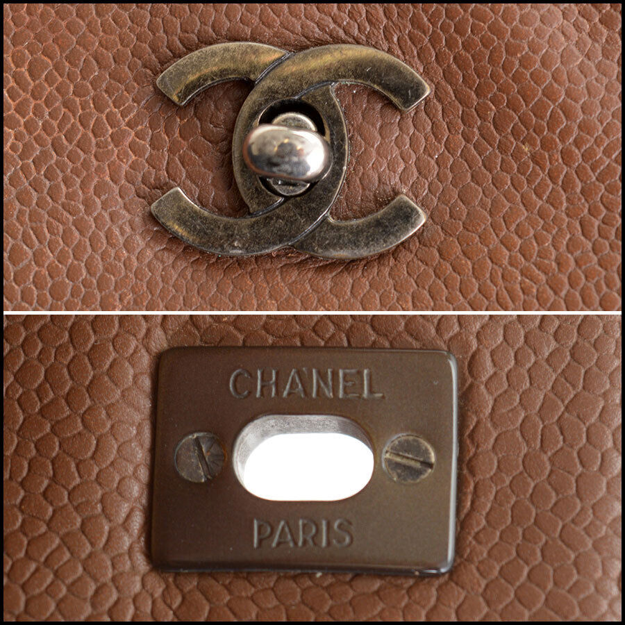 RDC12869 Authentic Chanel Brown Caviar Leather CC Turnlock Tote Bag w/ –  REAL DEAL COLLECTION