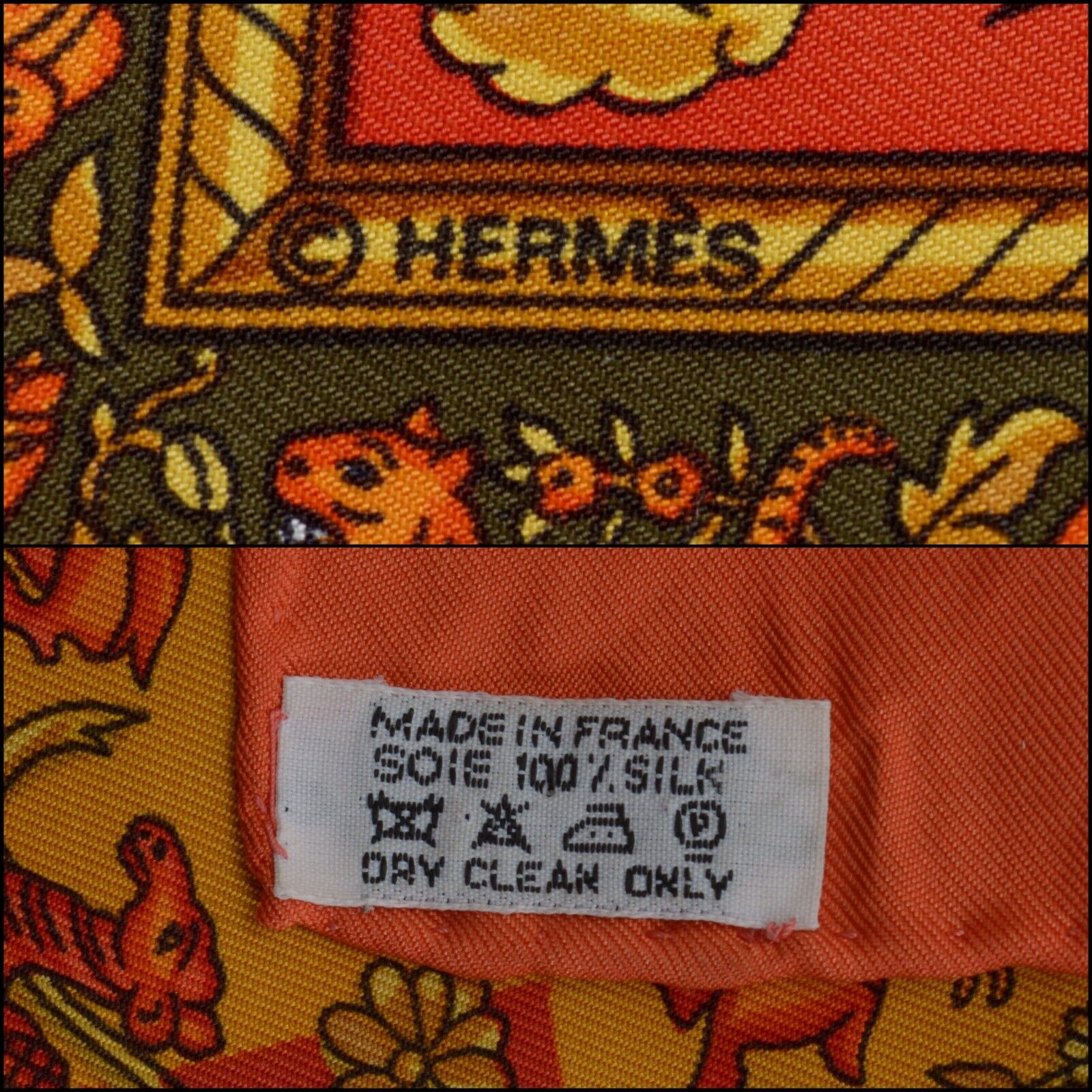 RDC13582 Authentic HERMES Orange Chasse en Inde 90cm Silk Scarf – REAL ...