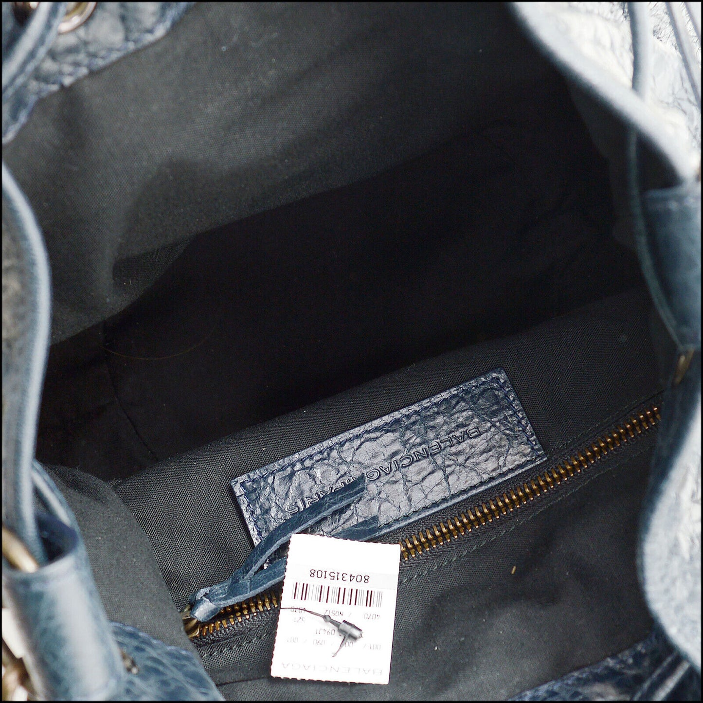 RDC13633 Authentic BALENCIAGA 1/2 Dark Night Navy Lambskin Mini Pompom Bag