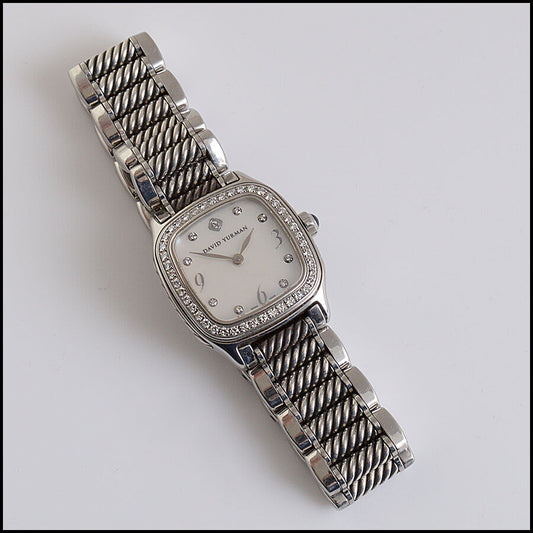 RDC13378 Authentic DAVID YURMAN Mother of Pearl Diamond Bezel Cable Watch