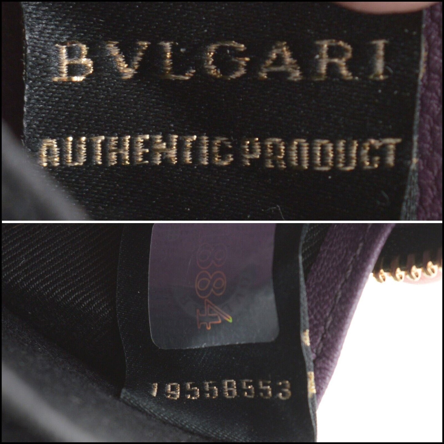 RDC13666 Authentic BVLGARI Plum Leather Serpenti Forever Zip Around Wallet