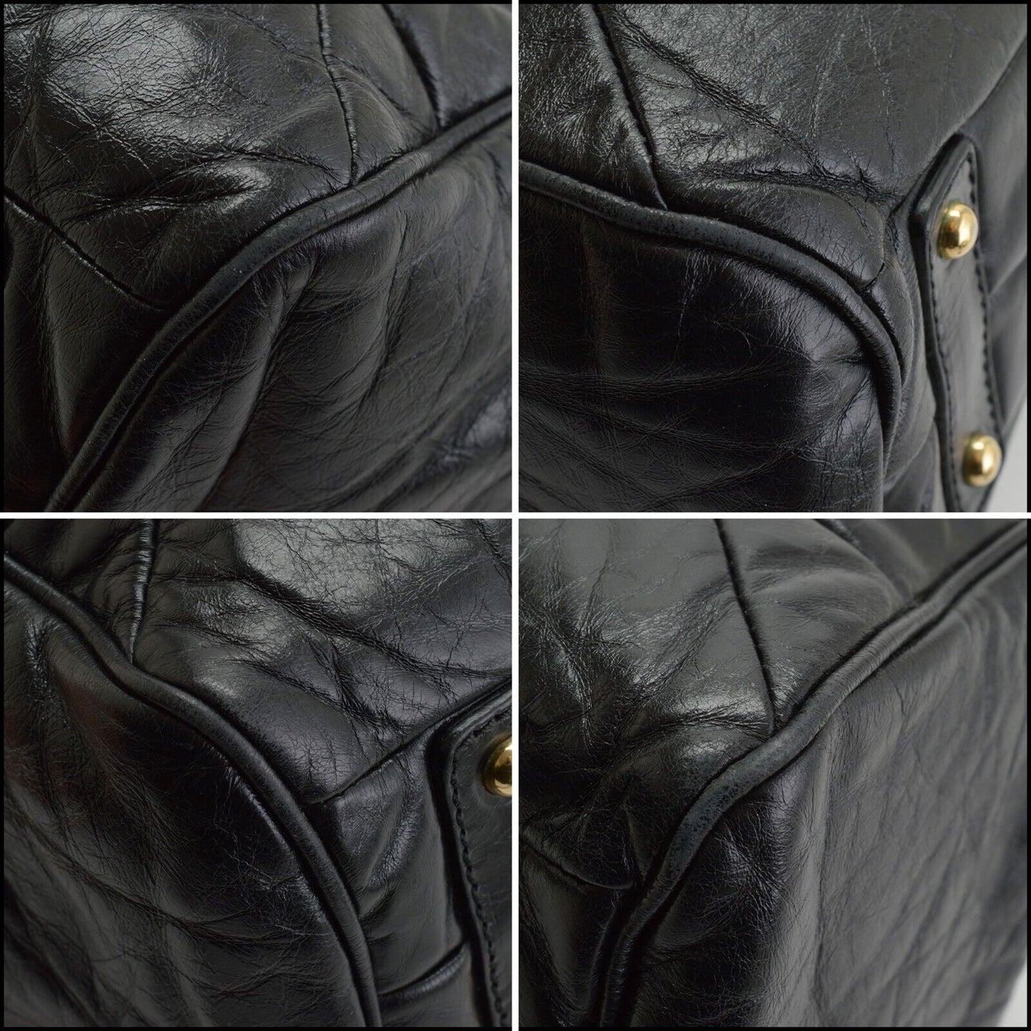 RDC13735 Authentic MARC JACOBS Vintage Black Patchwork Leather Stam Bag