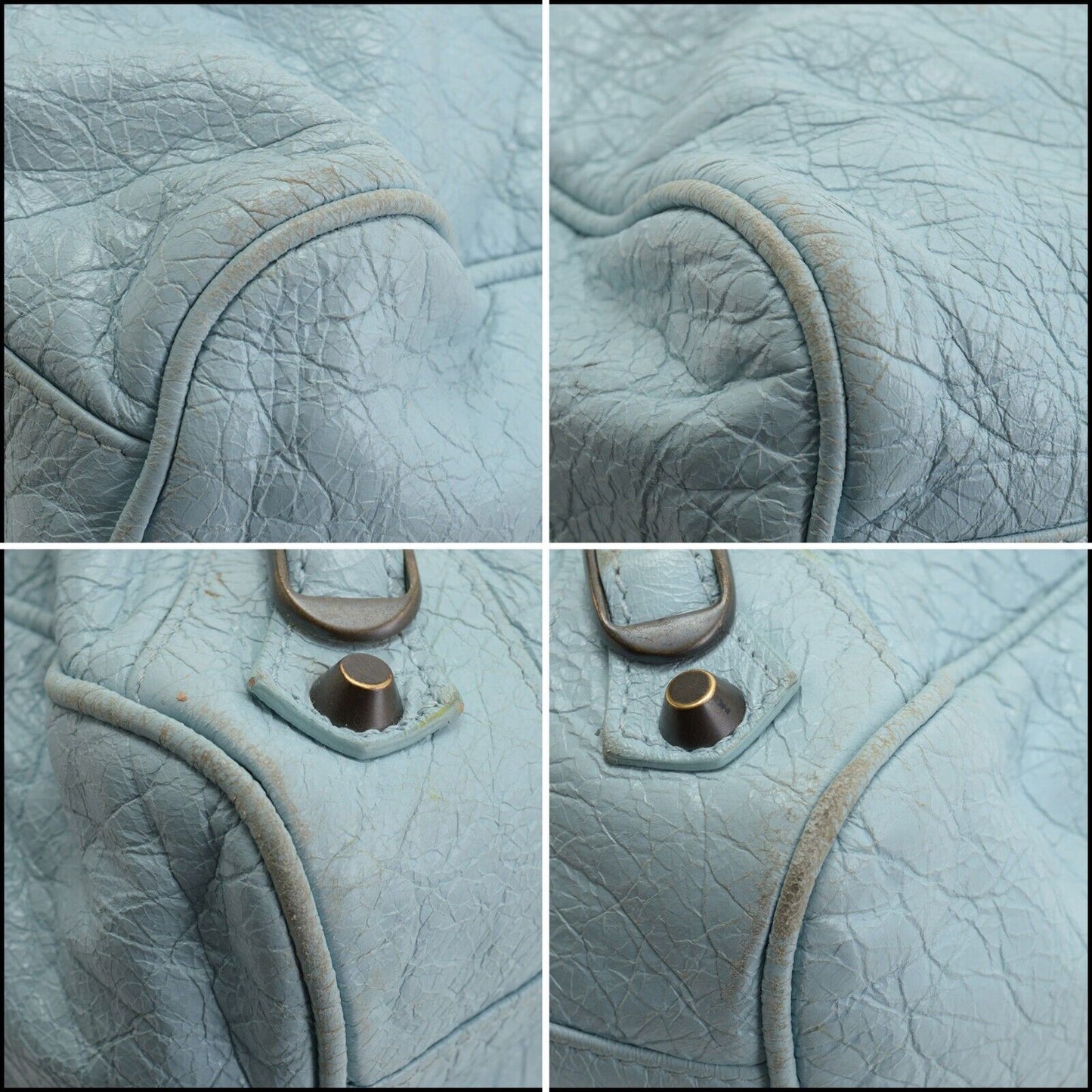 RDC13716 Authentic BALENCIAGA '14 Bleu Dragee Lambskin Velo Bag