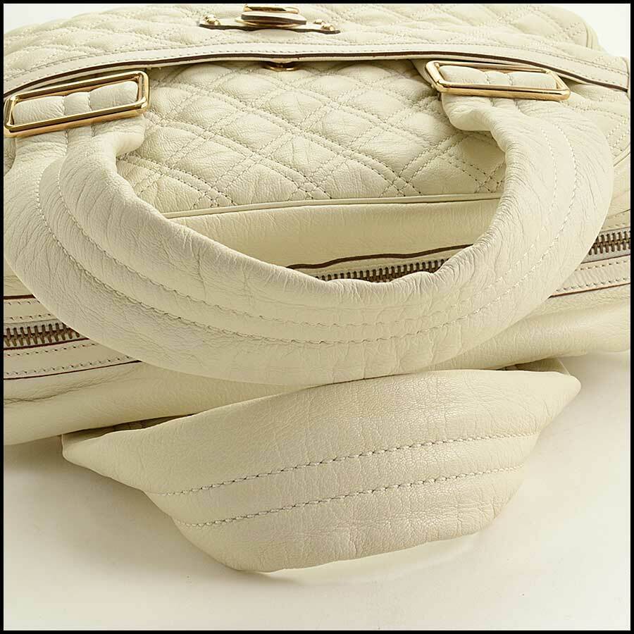 RDC11718 Authentic MARC JACOBS Ivory Quilted Leather Ursula Bowling Bag