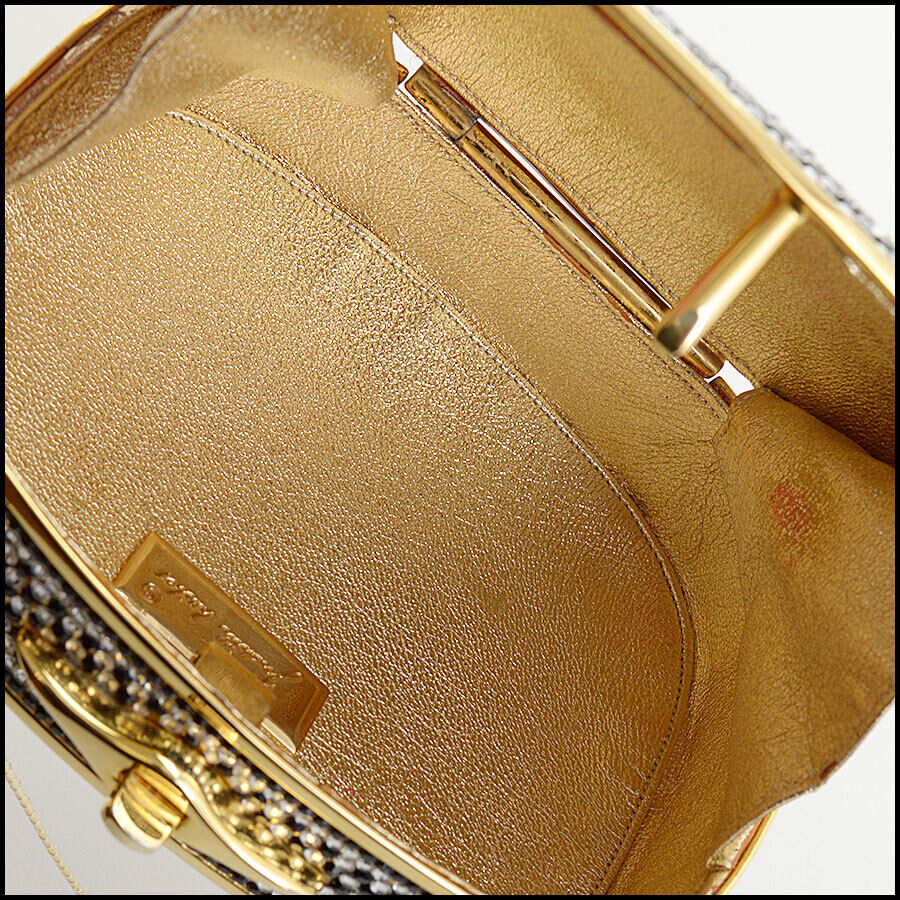 RDC13043 Authentic JUDITH LEIBER Black & Clear Crystal Minaudiere Evening Bag Clutch