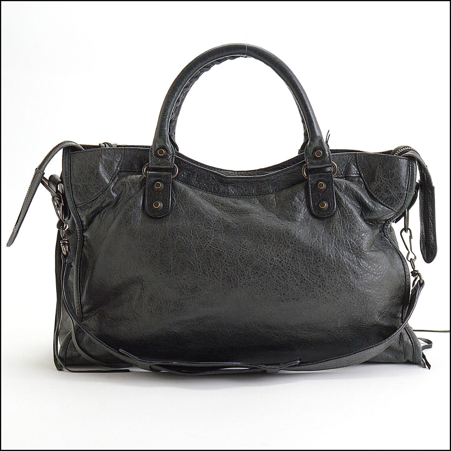 RDC13553 Authentic BALENCIAGA 2010 Black Lambskin Classic City Bag