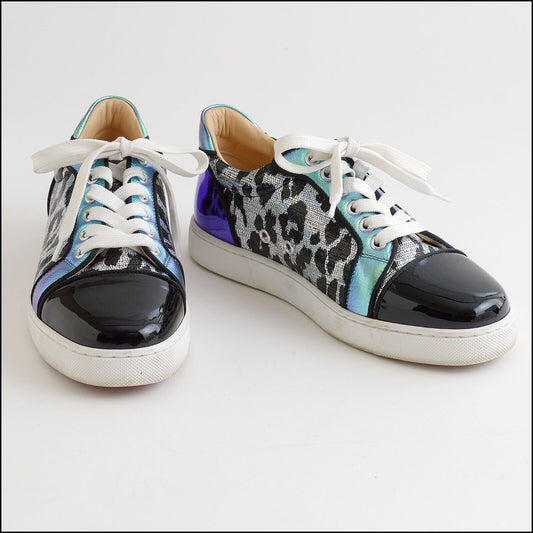 RDC13564 Authentic CHRISTIAN LOUBOUTIN Black/Silver Sneakers size 36.5