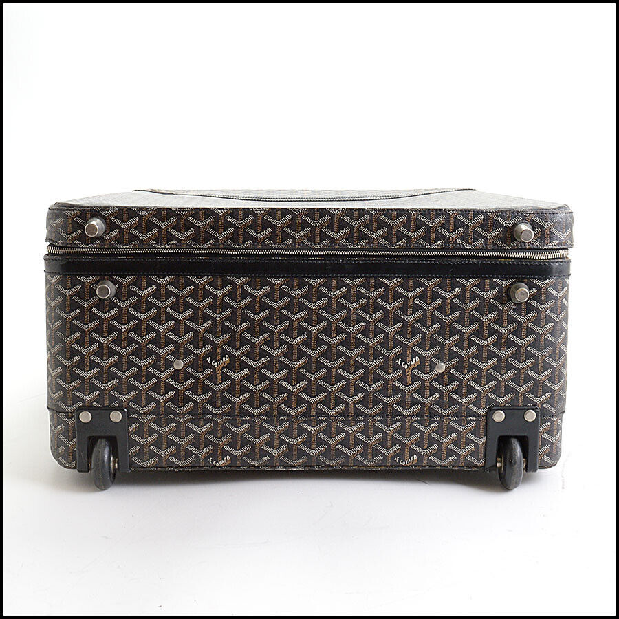RDC13034 Authentic GOYARD Vintage Black Goyardine Canvas Trolley Suitcase Rolling Luggage