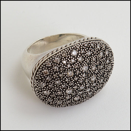 RDC12825 Authentic David Yurman Sterling Silver/Pave Diamonds Melange Ring