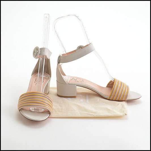 RDC13051 Authentic AGL Tri-Color Banded Toe Ankle Strap Sandals size 6