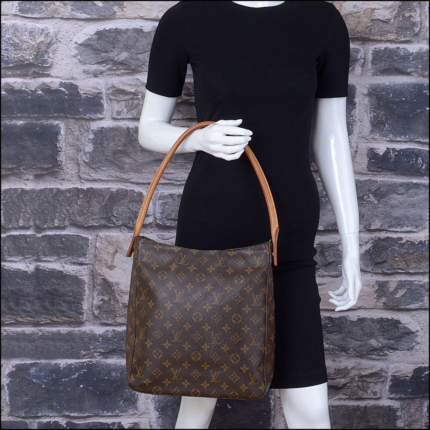 RDC13551 Authentic LOUIS VUITTON Monogram Canvas Looping GM Bag