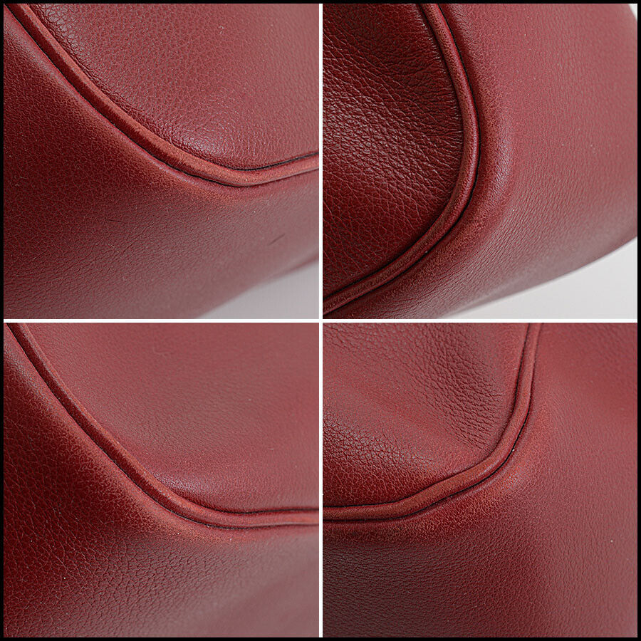 RDC13374 Authentic Delvaux Red Leather Small Bowler Bag