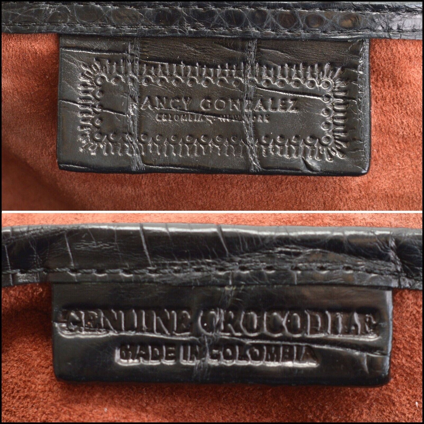 RDC13707 Authentic NANCY GONZALES Black Crocodile Ring Bag