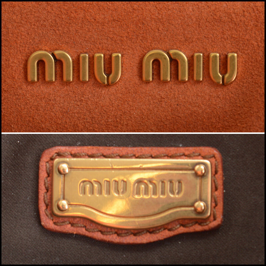 RDC13529 Authentic MIU MIU Papaya Orange Distressed Suede Large Shopping Bag