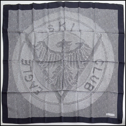 RDC13264 Authentic Valentino Navy Blue Eagle Ski Club Silk Scarf