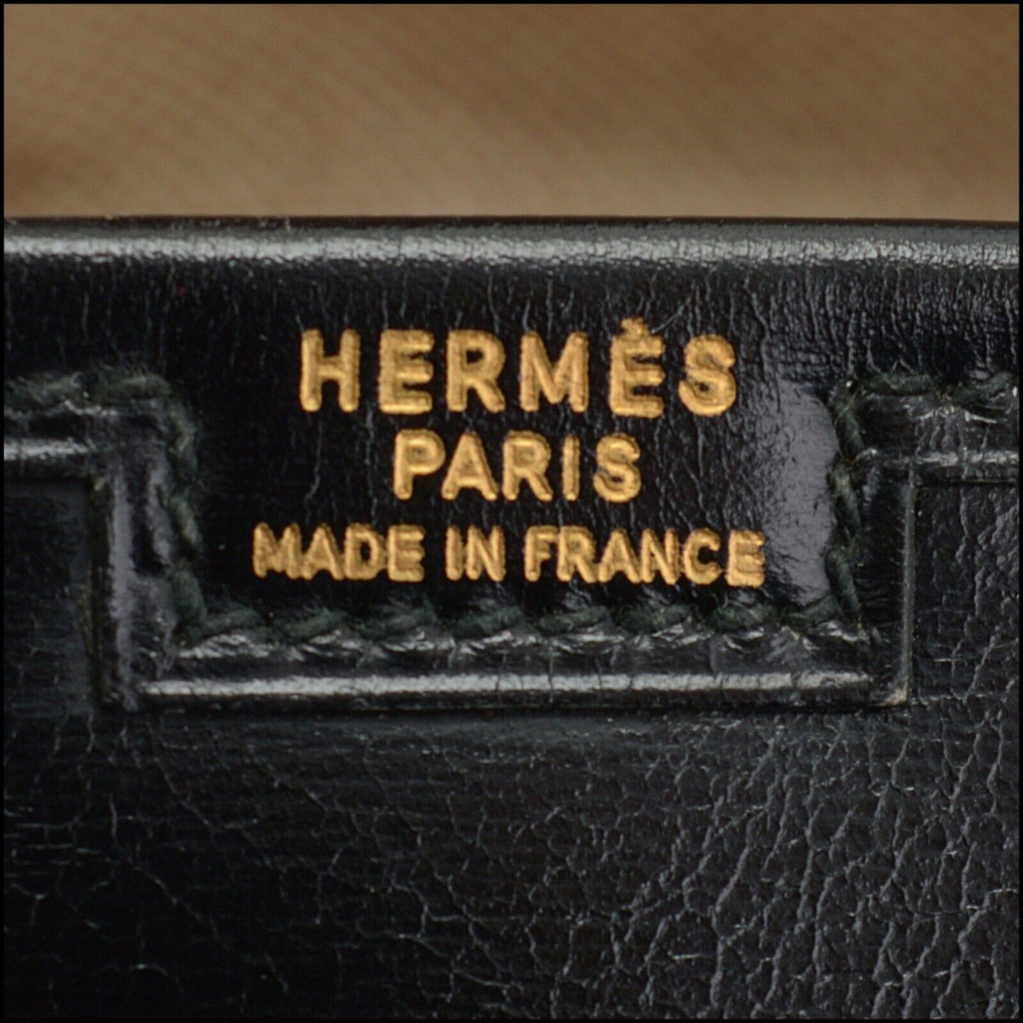 RDC13696 Authentic HERMES Vintage 1984 Black Box Leather Jige 34 GM Portfolio