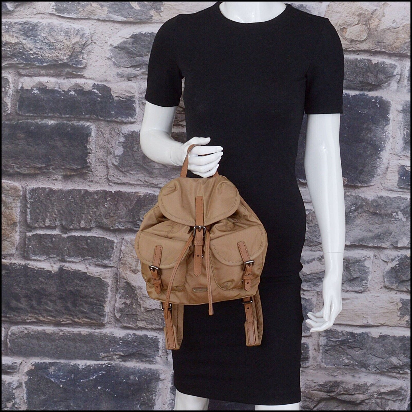 RDC13724 Authentic BURBERRY Archive Beige Nylon Front Pockets Mini Backpack