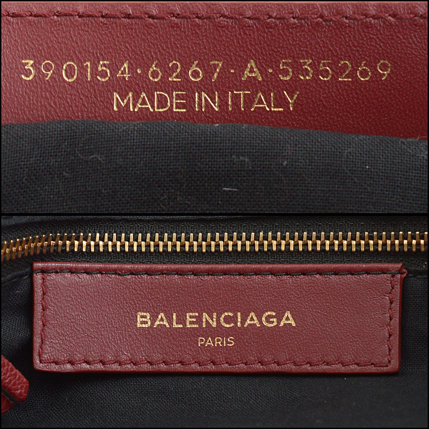 RDC13557 Authentic BALENCIAGA Red Hamilton Chevre Gold Metallic Edge City Bag