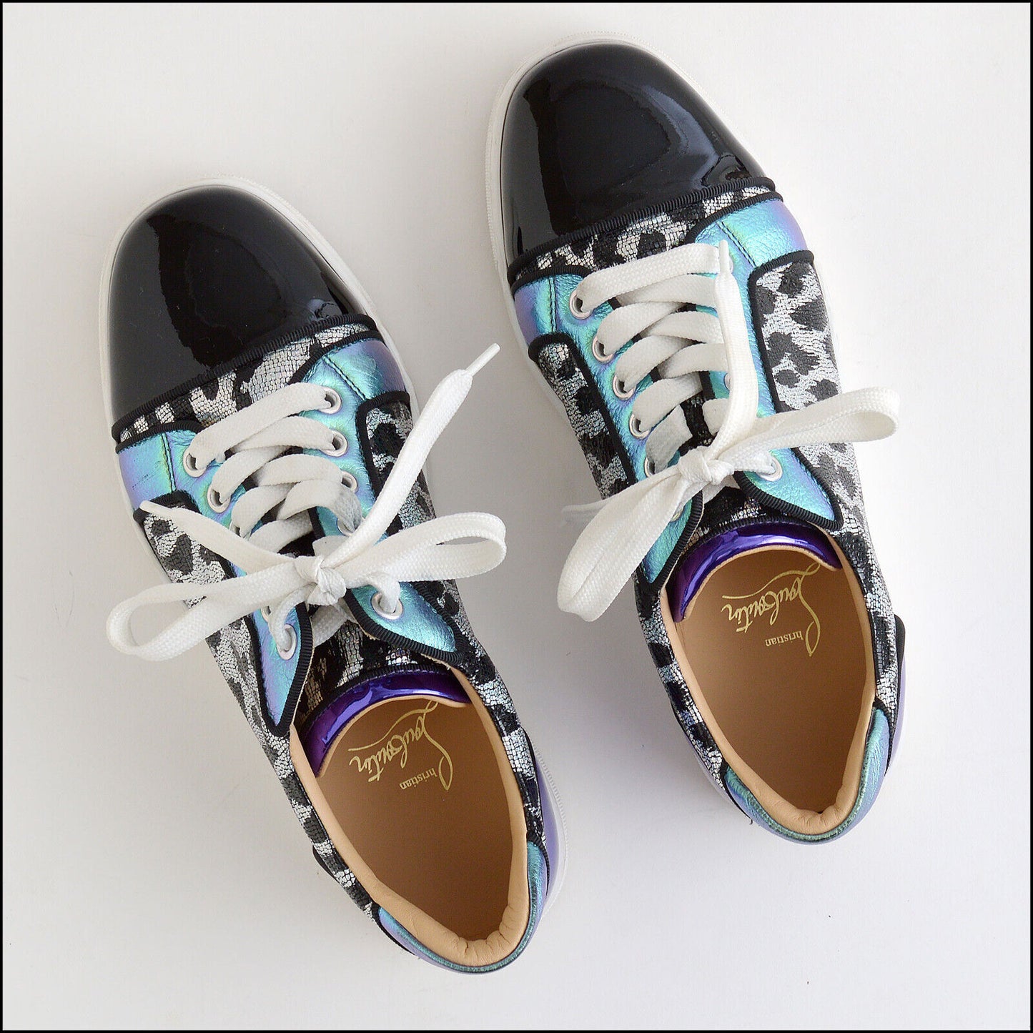 RDC13564 Authentic CHRISTIAN LOUBOUTIN Black/Silver Sneakers size 36.5