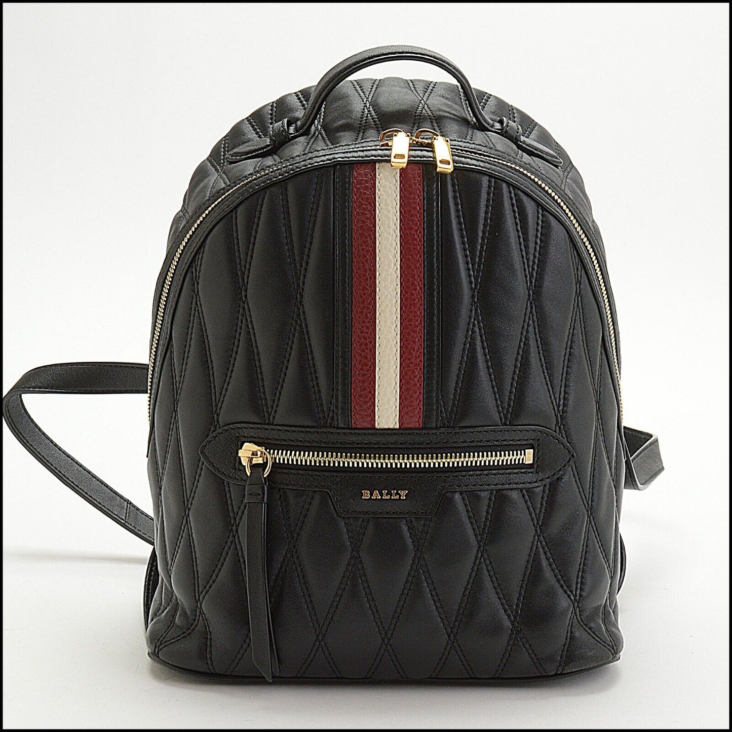 RDC13701 Authentic BALLY Black Quilted Leather Daffi Mini Backpack Bag