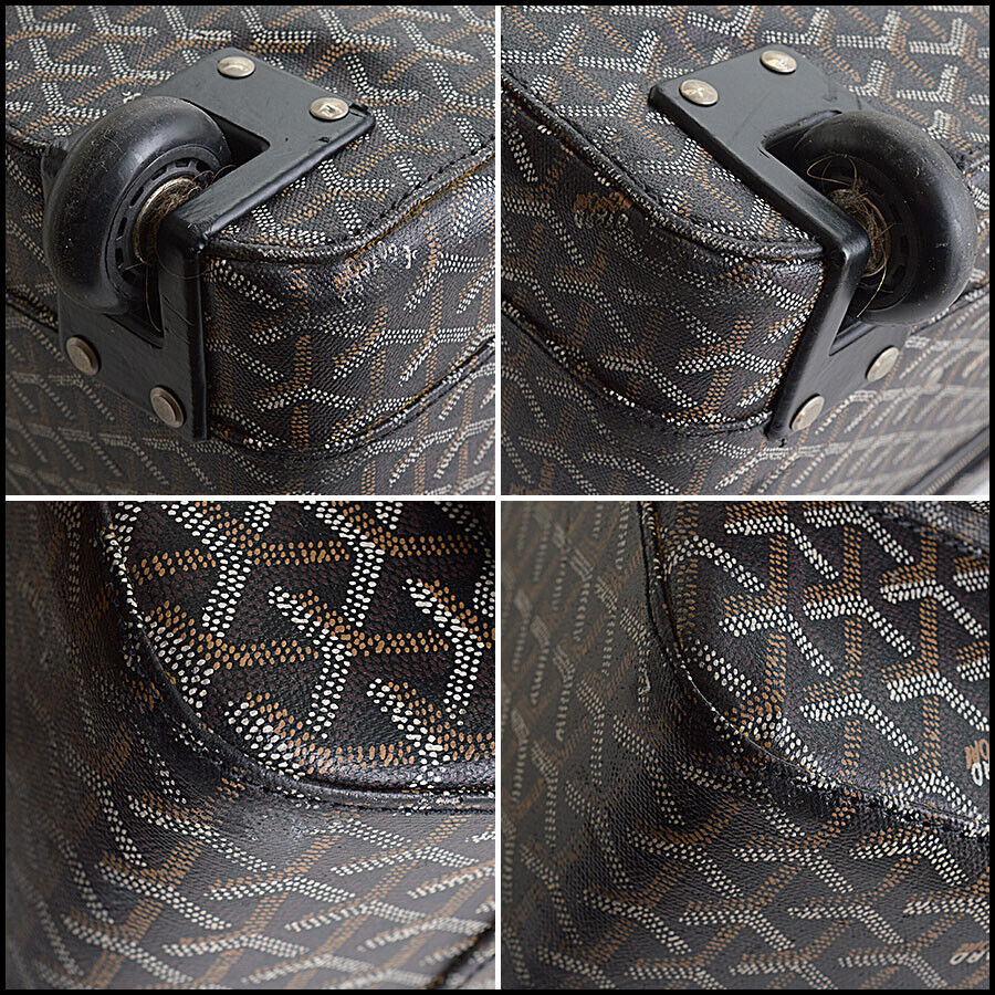 RDC13034 Authentic GOYARD Vintage Black Goyardine Canvas Trolley Suitcase Rolling Luggage