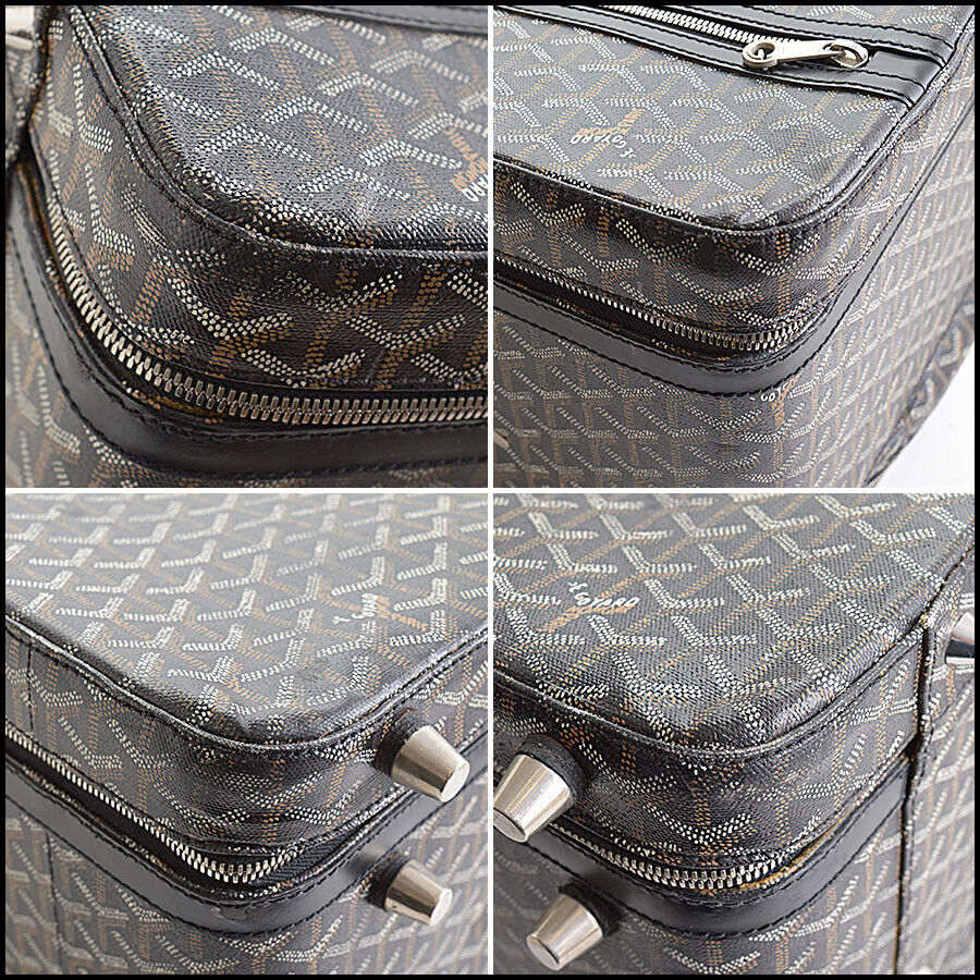 RDC13034 Authentic GOYARD Vintage Black Goyardine Canvas Trolley Suitcase Rolling Luggage