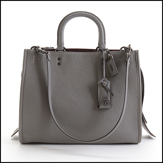 RDC12587 Authentic Coach 1941 Grey Leather & Wine Suede Rogue 30 Bag